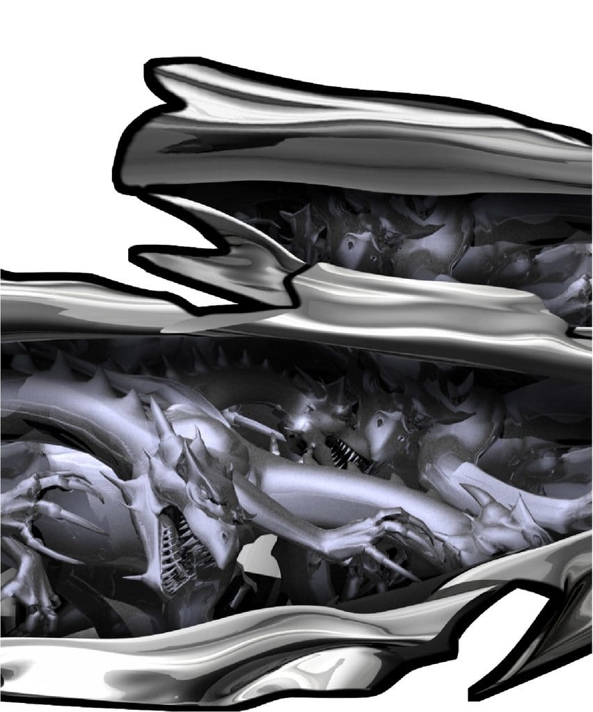 Dragon Tears vinyl graphics closeup view
